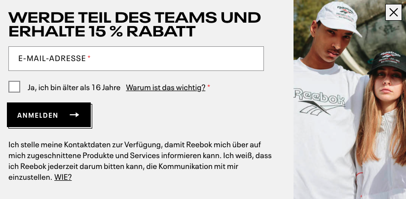 E-Mail Marketing Newsletter Reebok