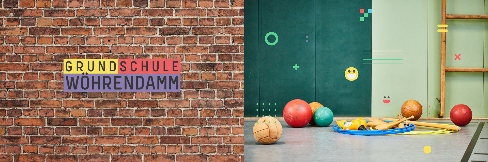 Grundschule Wöhrendamm Logo auf Mauerwerk-Hintergrund
