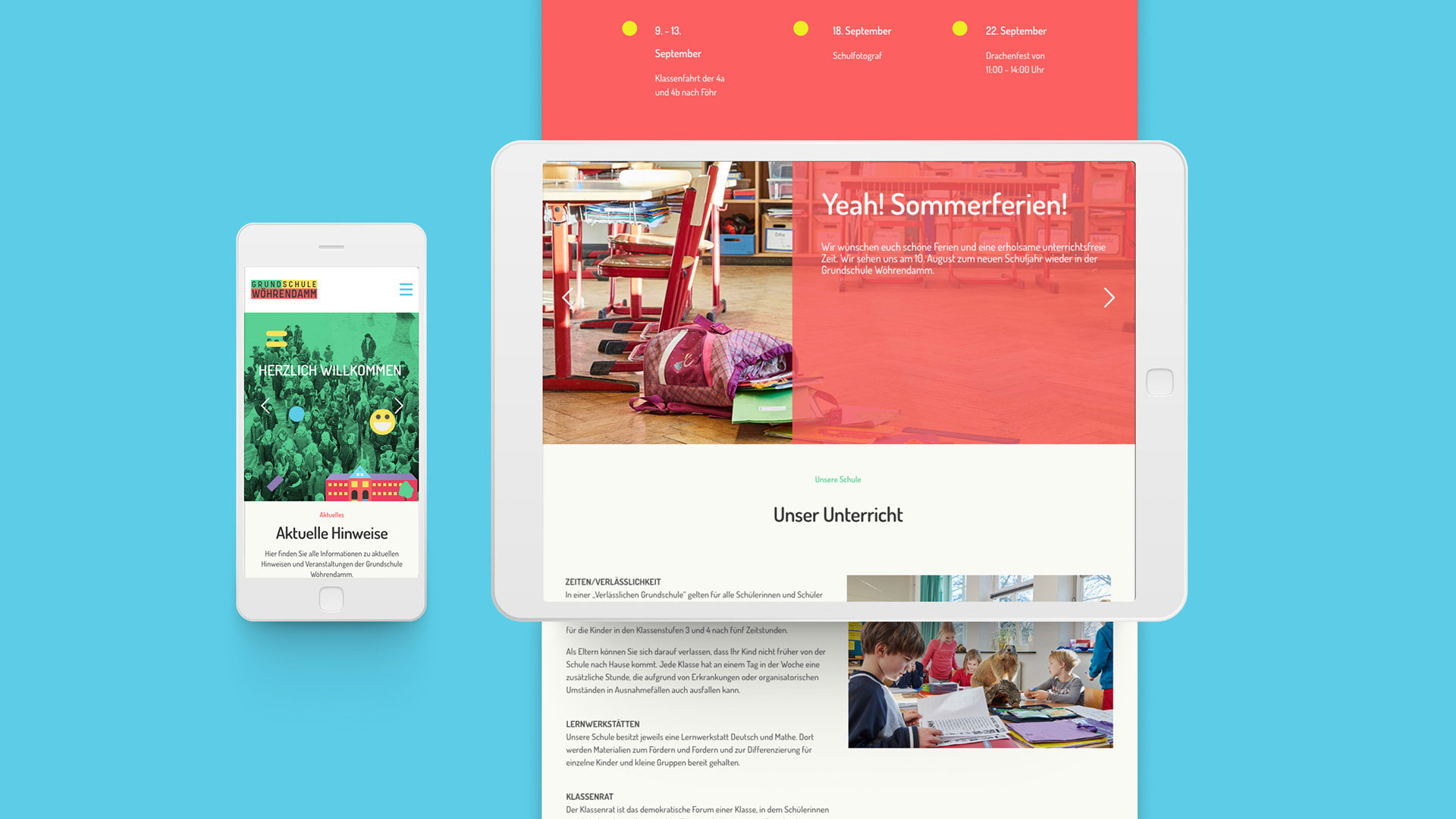 Grundschule Wöhrendamm mobile Ansicht tablet Webseite