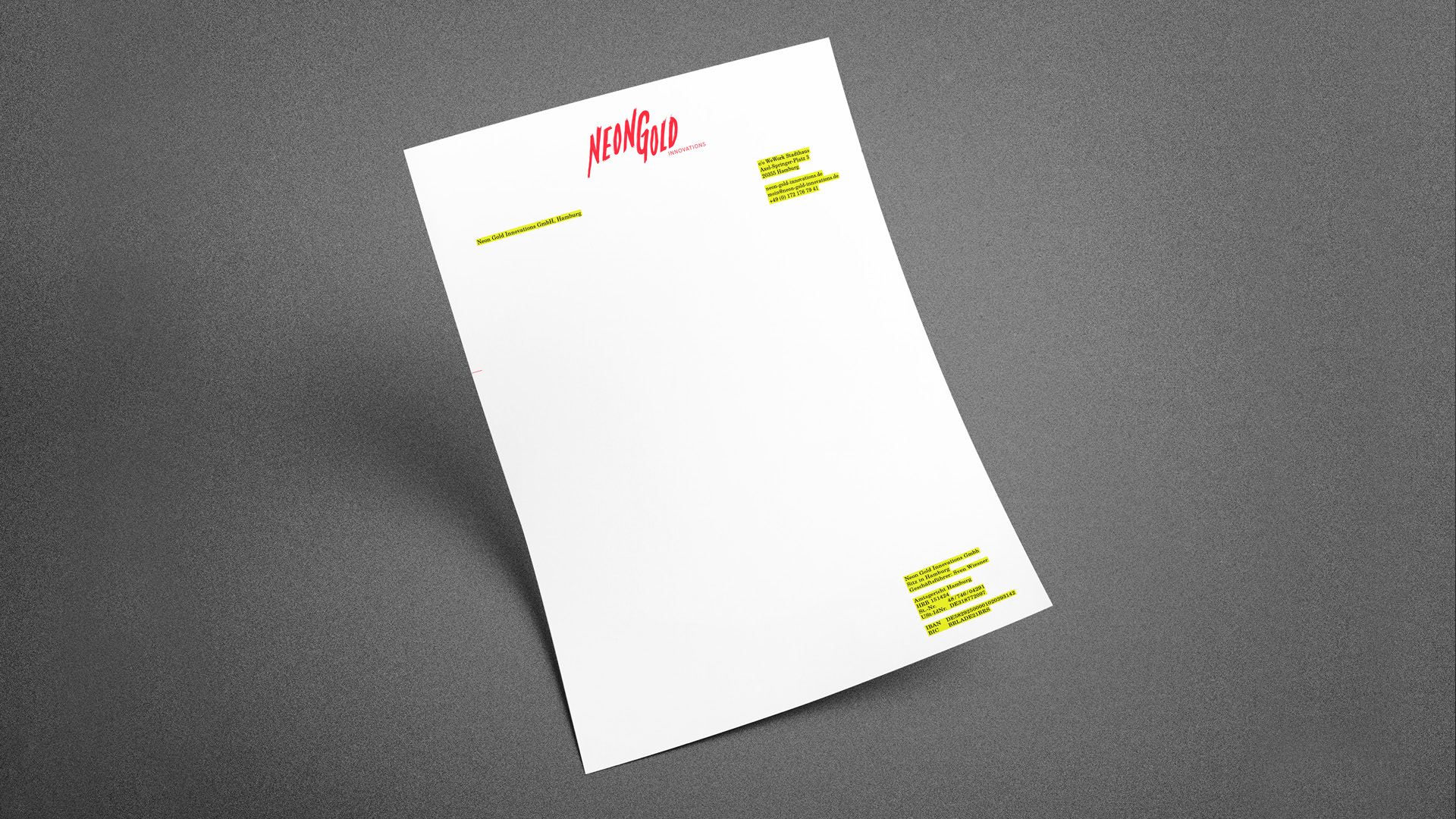 Neon Gold Briefbogen