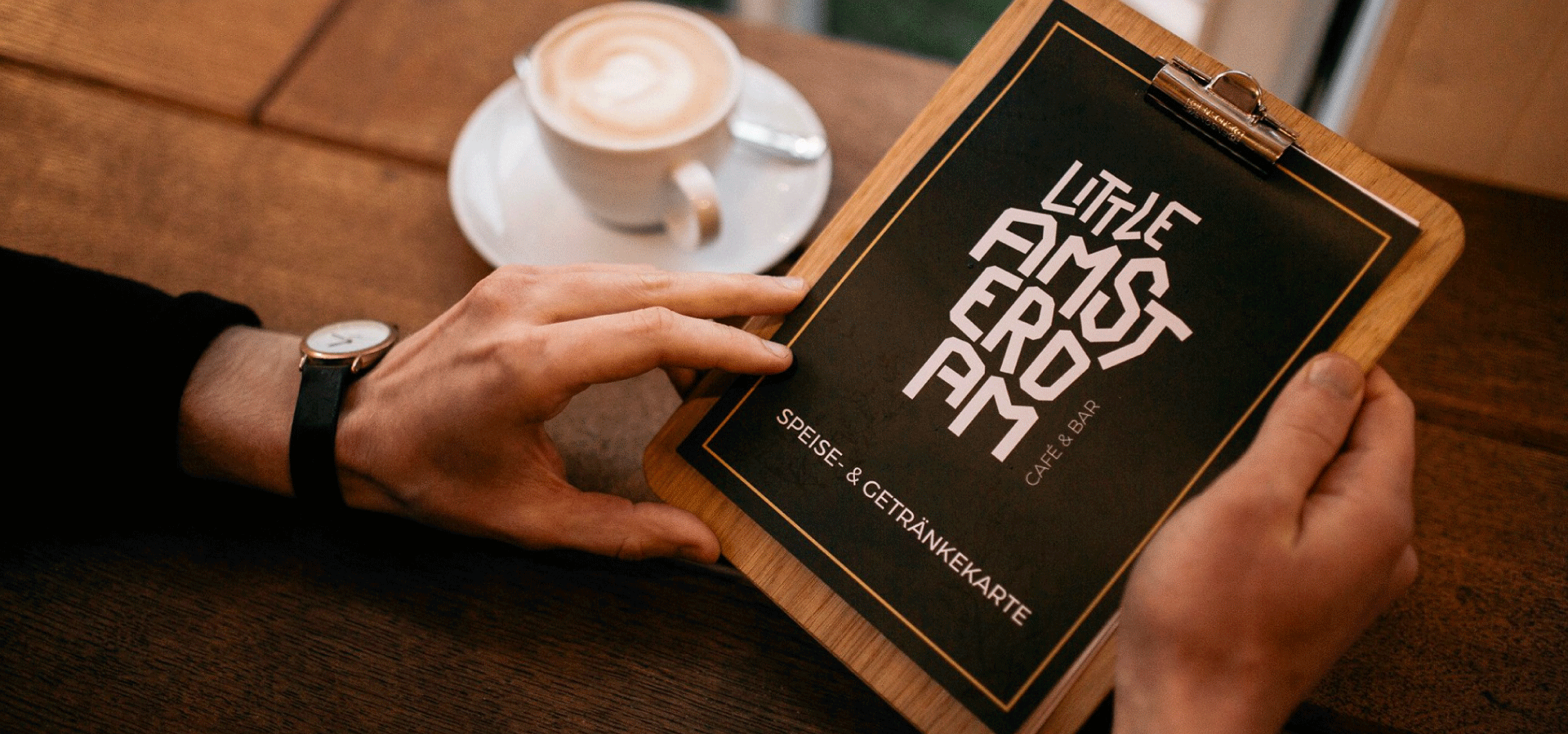 Little Amsterdam Hamburg Speisekarte mit Klemmbrett