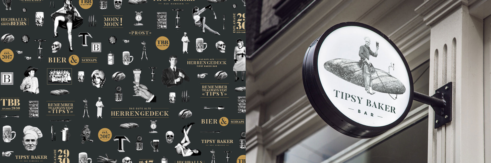 Tipsy baker Bar Hamburg Pattern und Logo