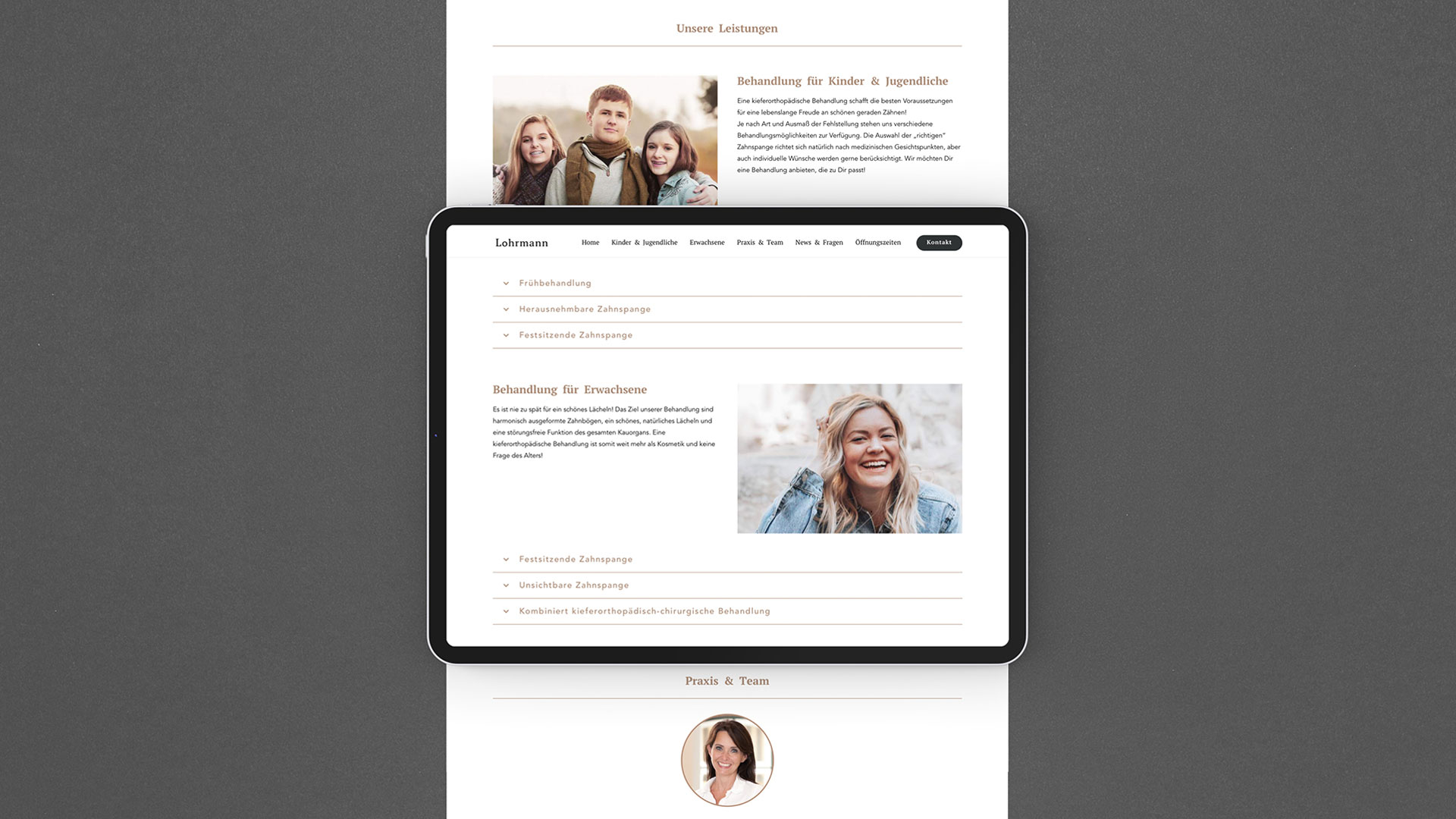 Kieferorthopäde Lohrmann Design Website